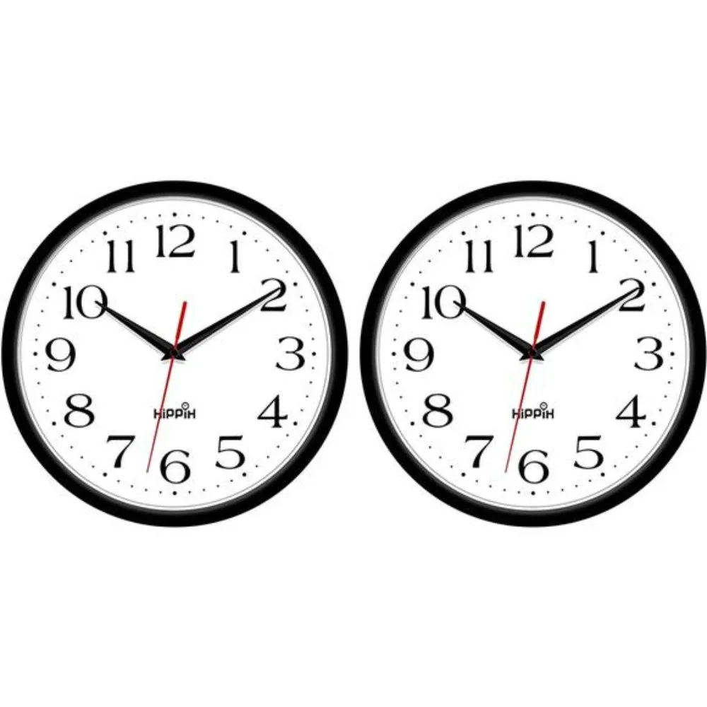 2 Pack Silent Wall Clock, 10 Inch Non Ticking Quiet Digital Sweep Decorative